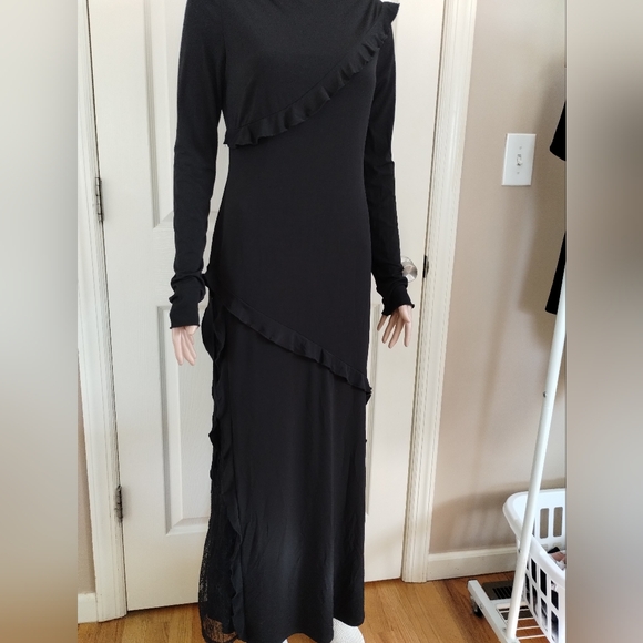 Daska Chic Black Ruffle Long Sleeve Dress 4 - Picture 3 of 13